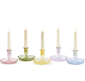 Handblown Glass Candlestick With Tray Base (5 Colors)