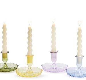 Handblown Glass Candlestick With Tray Base (5 Colors)