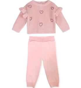 Organic Heart Embroidered Sweater + Pants Set