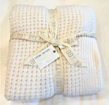 Load image into Gallery viewer, Barefoot Dreams CozyChic Waffle Throw (Cream, Moonwater)
