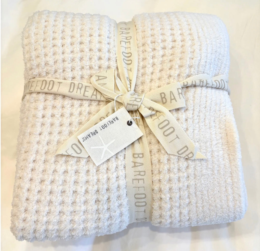 Barefoot Dreams CozyChic Waffle Throw (Cream, Moonwater)