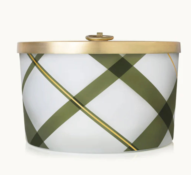 Frasier Fir Frosted Glass Plaid Large 3 Wick Poured Candle