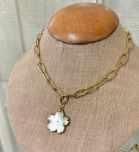 Load image into Gallery viewer, Cristina V Medium Paperclip Necklace with Hibiscus Charm
