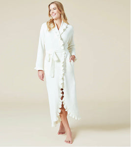 Long Ruffle Chenille Robe, Cloud White