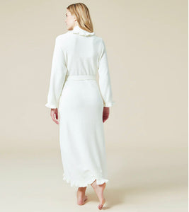 Long Ruffle Chenille Robe, Cloud White