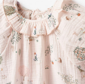 Elegant Baby Garden Picnic Organic Muslin Dress & Bloomers