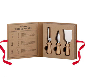 Holiday Cheese Knives Gift Box, Set of 3