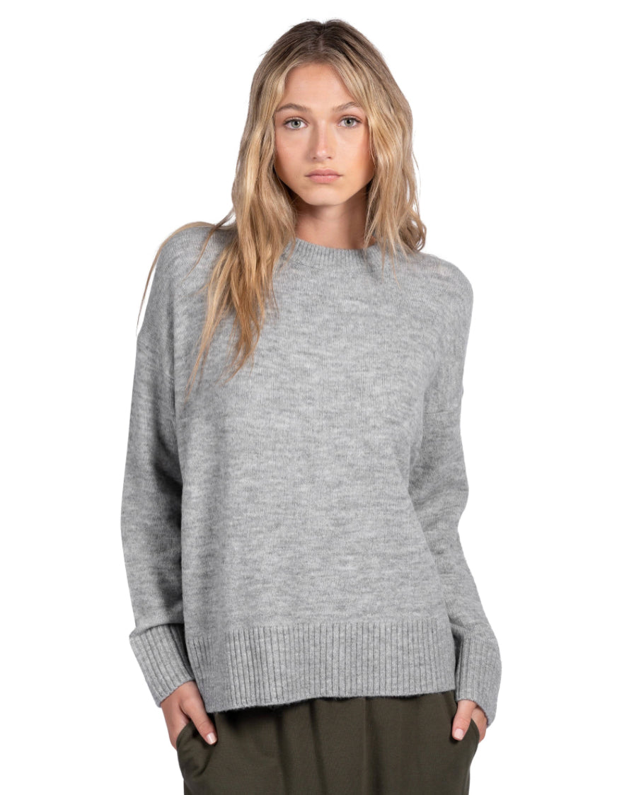 Oversized Crewneck Sweater (Heather Grey)