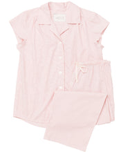 Load image into Gallery viewer, The Cat&#39;s Pajamas Capri Seersucker Pajama Set (Pink, Medium)
