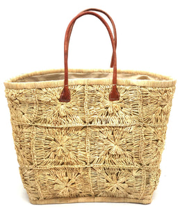 Marie Flower Crochet Straw Basket Bag (2 Sizes)