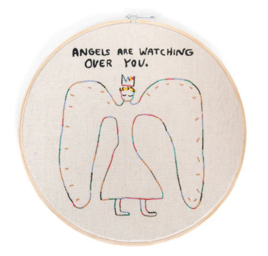 Angels Watching Over You Embroidery Hoop