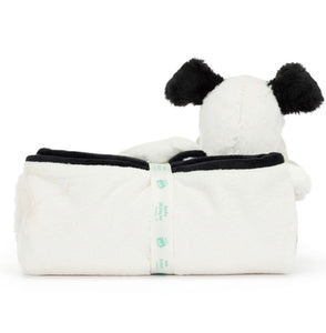 Jellycat Bashful Black and Cream Puppy Blankie