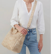 Load image into Gallery viewer, HOBO Large Sheila Satchel - Gold Leaf with Floral Stitch
