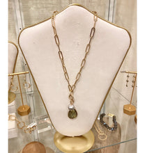 Load image into Gallery viewer, Cristina V. Paperclip Y Chain Necklace with Labradorite and Grey Pearl
