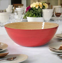 Load image into Gallery viewer, Bamboo Party Bowl (Caramel, Red, Dark Green)

