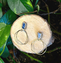 Load image into Gallery viewer, Emilie Shapiro Guardian Hoops Earring (Aquamarine, Ruby)
