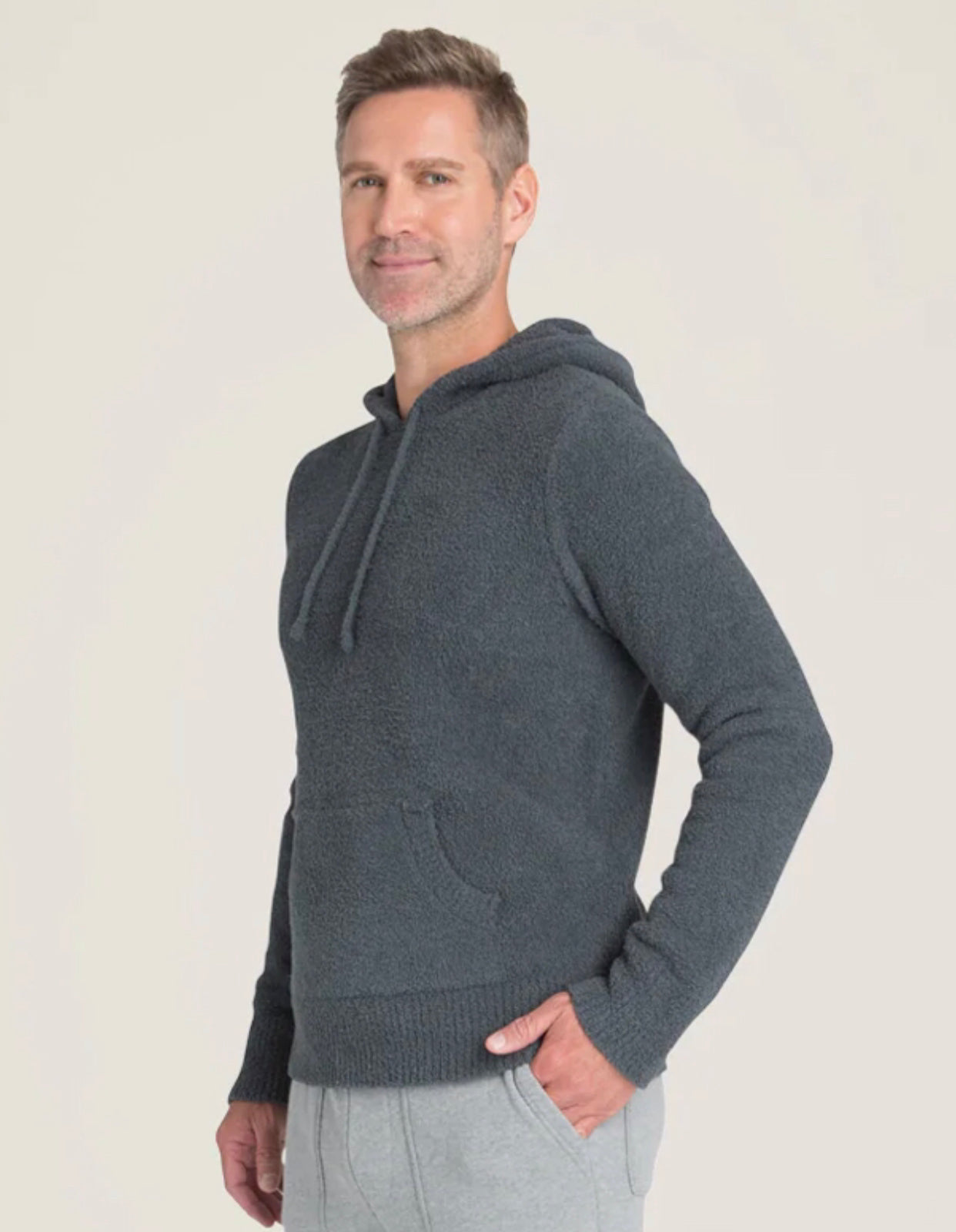 Barefoot Dreams CozyChic Men's Pullover Hoodie, Slate Blue