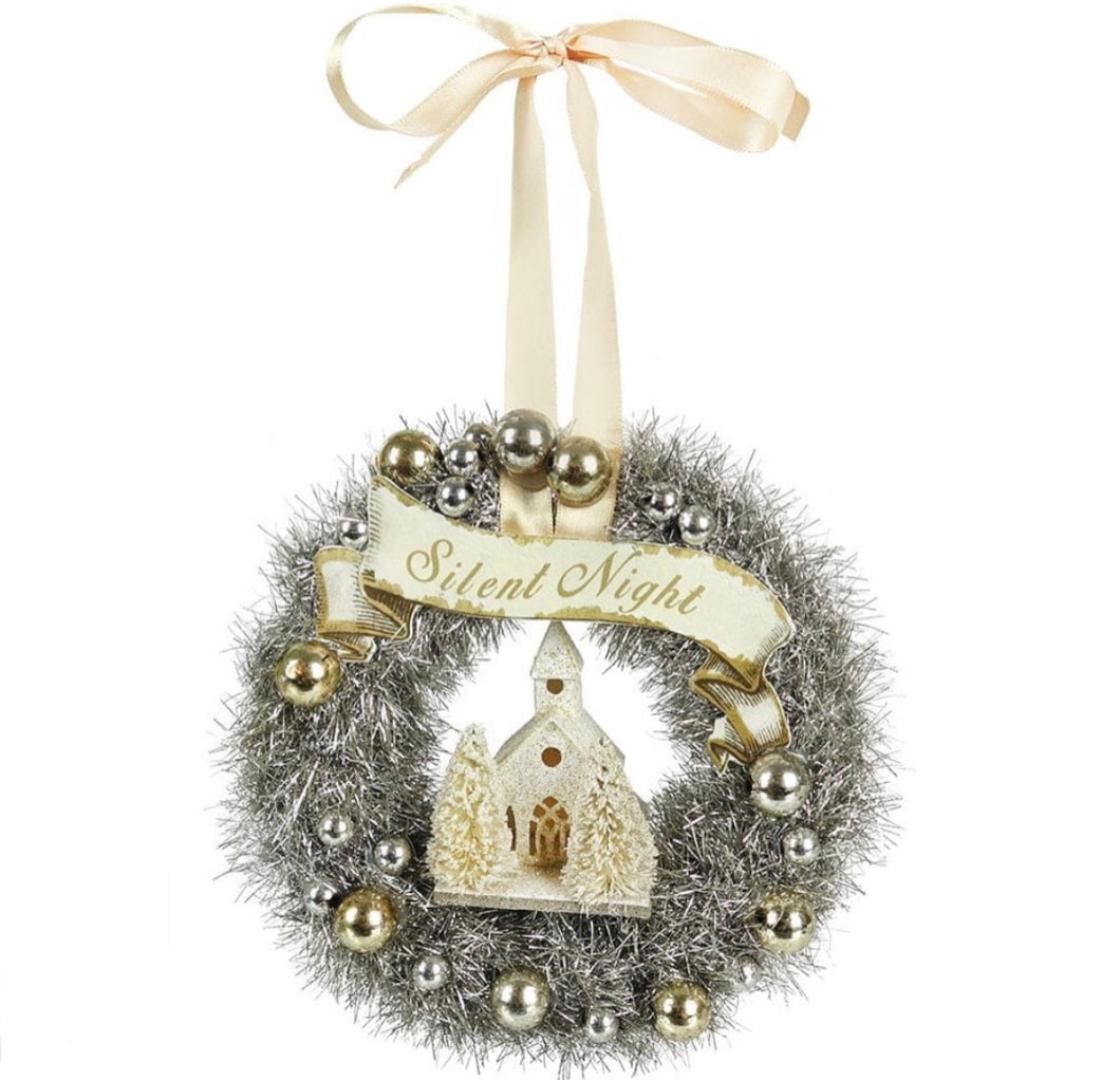 Silent Night Large Tinsel Wreath Ornament