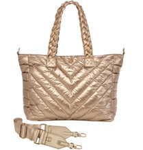 Load image into Gallery viewer, Quilted Hydro Travel Tote (Gold, Black)

