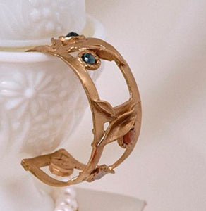 Bronze Floral Gemstone Cuff Bracelet