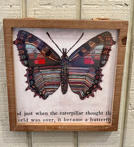 Butterfly Art in Wooden Frame, 8x8"