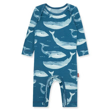 Load image into Gallery viewer, Milkbarn Blue Whale Bamboo Stretch Long Sleeve Romper
