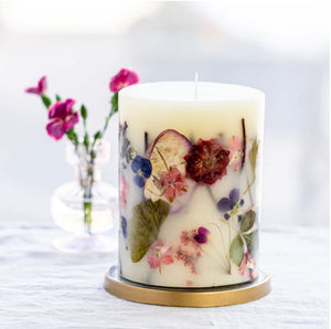 Blushing Rosewood Botanical Candle, 6.5"