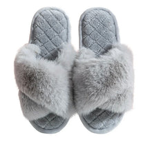 Load image into Gallery viewer, Fluffy Faux Fur Slippers, Dove Grey
