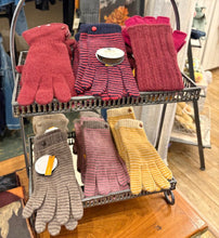 Load image into Gallery viewer, Wool + Angora Striped Knit Gloves (6 Patterns)
