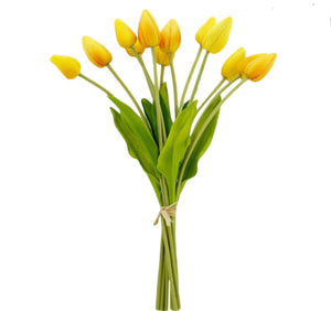 18" One Dozen Long Stem Faux Tulip Bouquet (3 Colors)