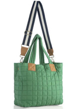 Load image into Gallery viewer, Quilted Nylon Tote (Navy, Tan, Green)
