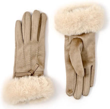 Load image into Gallery viewer, Cashmere Feel Gloves with Faux Fur Cuff (Brown, Black, Winter White)
