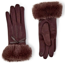 Load image into Gallery viewer, Cashmere Feel Gloves with Faux Fur Cuff (Brown, Black, Winter White)
