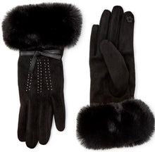 Load image into Gallery viewer, Cashmere Feel Gloves with Faux Fur Cuff (Brown, Black, Winter White)
