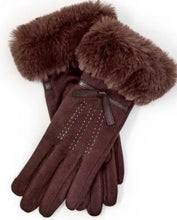 Load image into Gallery viewer, Cashmere Feel Gloves with Faux Fur Cuff (Brown, Black, Winter White)
