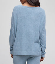 Load image into Gallery viewer, Barefoot Dreams CozyChic Ultra Lite Scallop Neck Slouchy Pullover, Blue Aura
