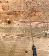 Load image into Gallery viewer, Cristina V. Gold 28" Necklace with Labradorite Fish
