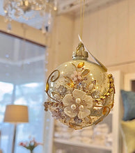 Load image into Gallery viewer, Jeweled Flowers Glass Ornament
