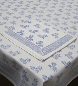 Jasmine Blue Hand Block Printed Tablecloth  (3 Sizes)