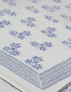 Jasmine Blue Hand Block Printed Tablecloth  (3 Sizes)