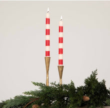 Load image into Gallery viewer, Red Stripe Taper Candles, Boxed Set of 2
