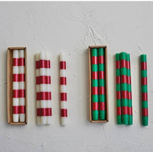 Load image into Gallery viewer, Red Stripe Taper Candles, Boxed Set of 2
