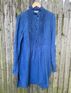 CP Shades Annette Linen Tunic, Indigo (Size L) Painting With Flowers CP Shades Annette Linen Tunic, Indigo (Size L) Painting With Flowers