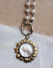 Load image into Gallery viewer, Waxing Poetic Moon Daisy White Pearl Pendant
