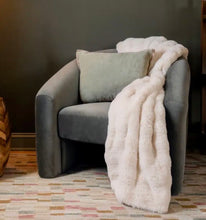 Load image into Gallery viewer, Fab Faux Fur Throw (Ivory, Blue)

