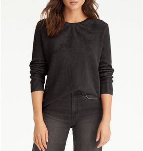 Emma Crewneck Shaker Sweater, Black