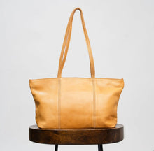 Load image into Gallery viewer, Margot Leather Tote Bag (Camel, Sky Blue)
