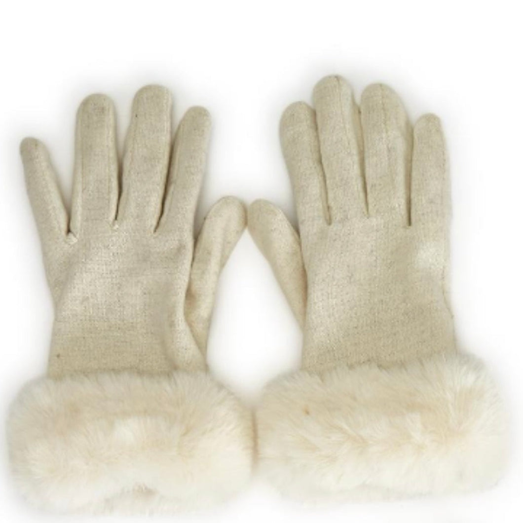 Faux Fur Trimmed Gloves (3 Colors)