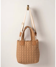 Load image into Gallery viewer, Quilted Nylon Tote (Tan, Ivory)
