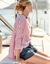 Load image into Gallery viewer, MerSea Catalina Slub Tee, Pink &amp; White Stripe Ringer
